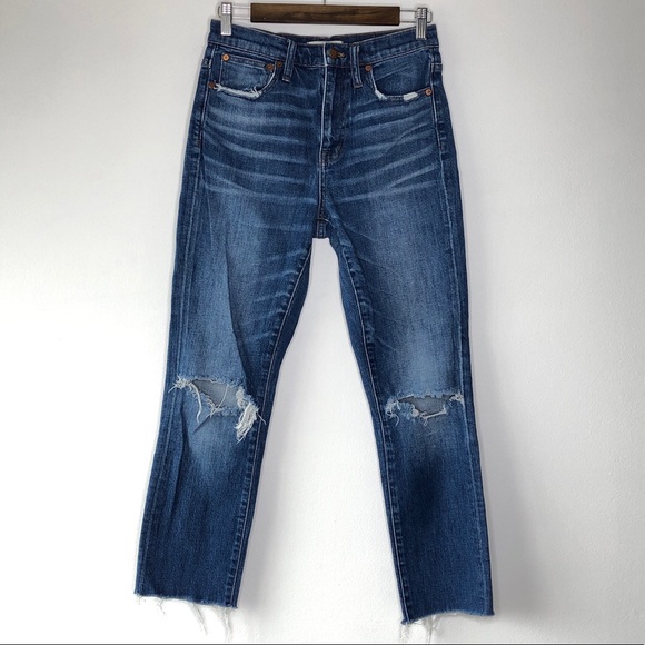 Madewell The High Rise Slim Boy Jean Distressed Raw Hem - Picture 2 of 13